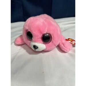 Ty Beanie Boo Pink Seal‎ 8in with Glittery Eyes NWT